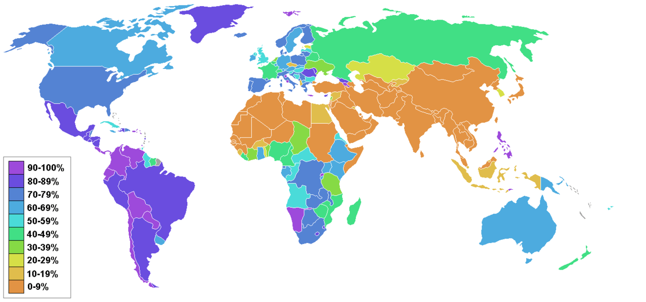 Christian_percentage_by_country