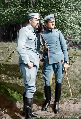 1916r. Józef Piłsudski ze swoim adiutantem Bolesławem Wieniawą-Długoszowskim.