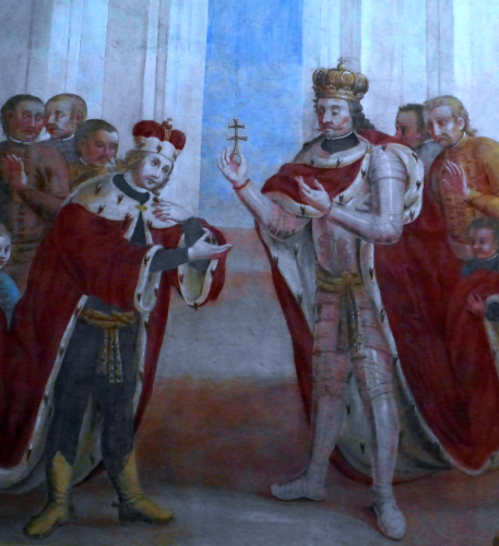 stephen_i_of_hungary_is_giving_holy_cross_relics_to_his_son_saint_emeric_by_maciej_reichan_1782-457x500.png