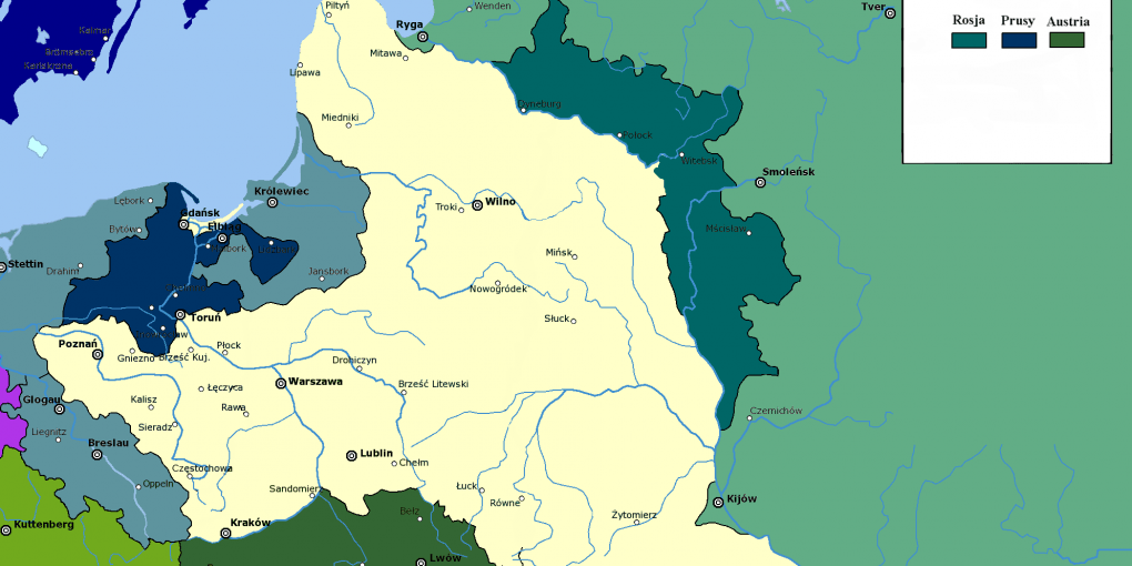 Ziemie zabrane przez trzy mocarstwa w I rozbiorze Polski