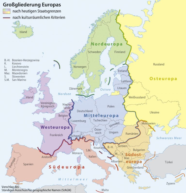 Tak Niemcy widzą Europę i podział na regiony [mapa
