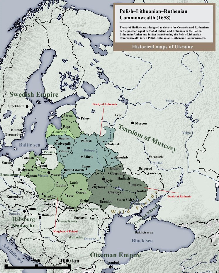 Rzeczpospolita Trojga Narodów według unii hadziackiej 1658