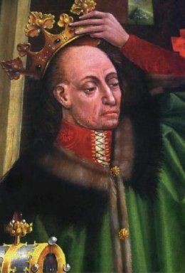 Portret Władysława Jagiełły, fragment gotyckiego ołtarza z Katedry Wawelskiej, ok. 1475–1480